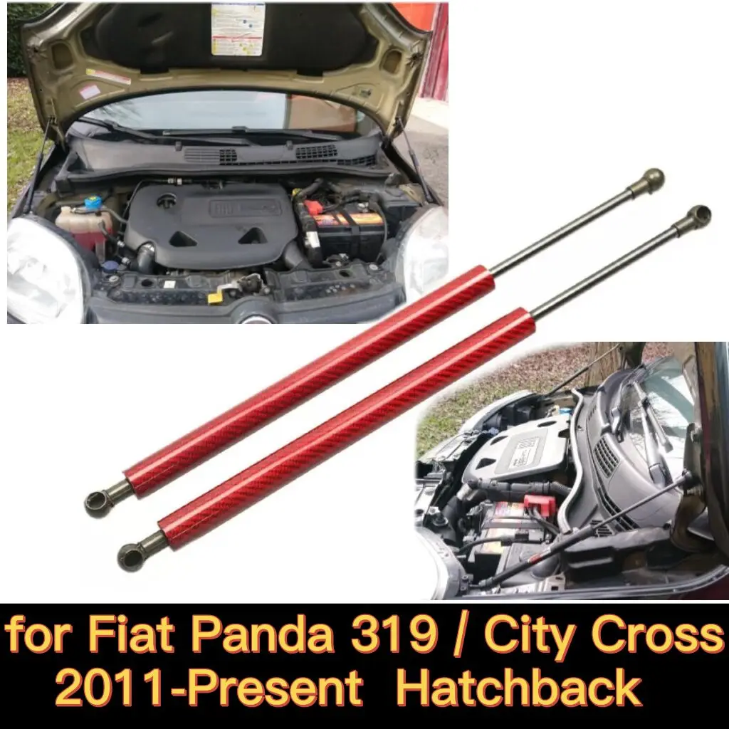 for Fiat Panda 319 / Fiat City Cross 2011-Present Hatchback Front Hood Bonnet Gas Struts Lift Supports Shock Dampers Springs Rod