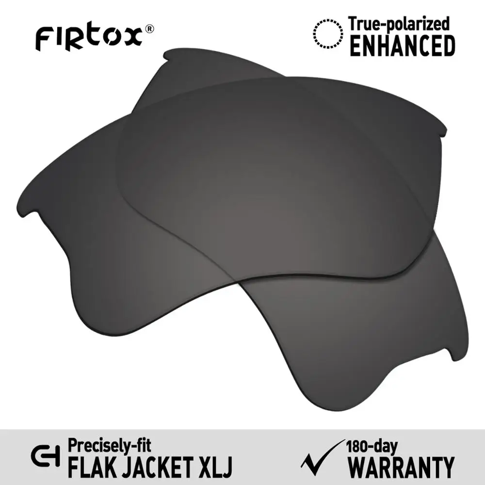 Firtox Benar UV400 Terpolarisasi Lensa Pengganti-Oakley Flak Jacket Xlj Kacamata Hitam (Kompatibel Lensa Saja)-Hitam