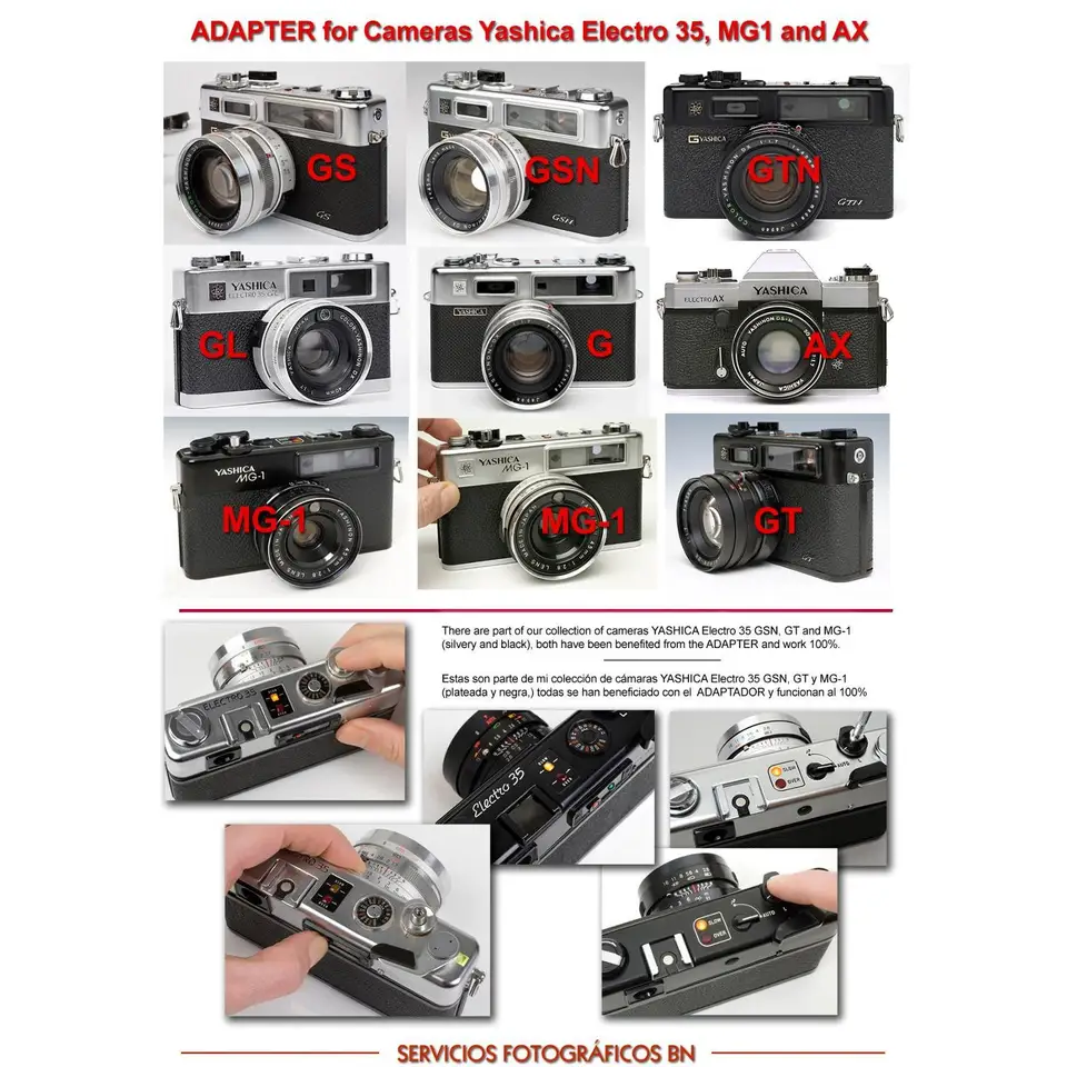 YASHICA ELECTRO 35 (G, GT, GL, GS, GSN, GTN), MG-1 y AX