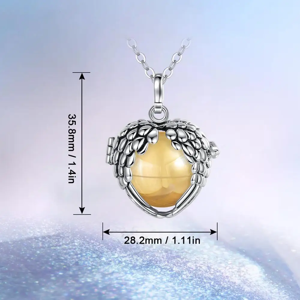 Eudora Stainless Steel Capsule Urn Cage Ashes Pendant Angel Wing Cage Cremation Memorial Ashes Urn Necklace Keepsake Locket H223