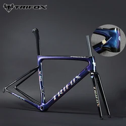 X16QR TRIFOX carbon fiber road bike frame set chameleon paint V brake  full carbon fibre road bike