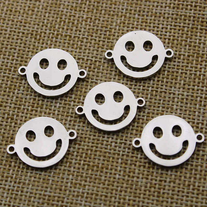 5pcs 16x21mm Stainless Steel Smile Charm Pendant for Jewelry Making Bracelet Necklace Connector DIY Handmade Jewelry Findings