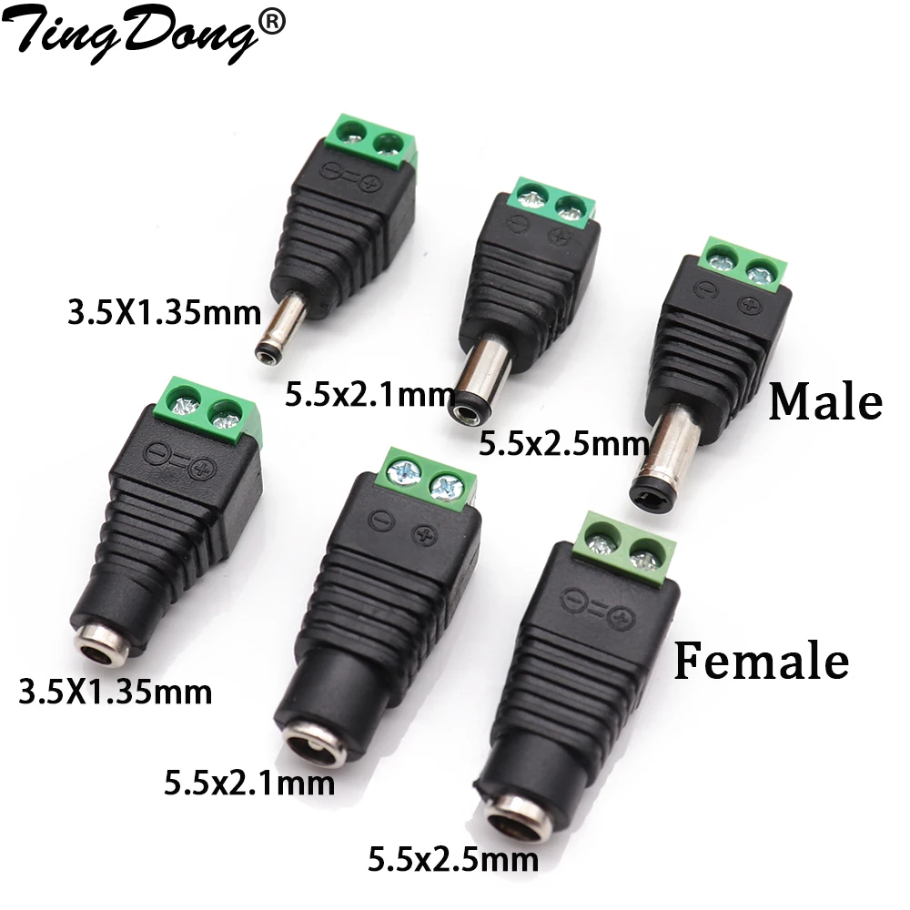Męskie żeńskie złącze wtykowe DC 2,1 mm x 5,5 mm 2,5 mm x 5,5 mm 1,35 mm x 3,5 mm Nie wymaga spawania Adapter wtyczki DC 12 V 24 V do CCTV