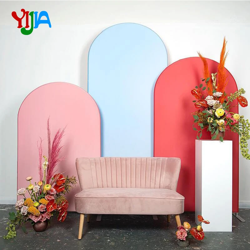 Factory Directly Aluminum Frame Pillow  Tension Fabric Printing Pink Blue Graphic Wedding Birthday Party Arch Backdrop Stand