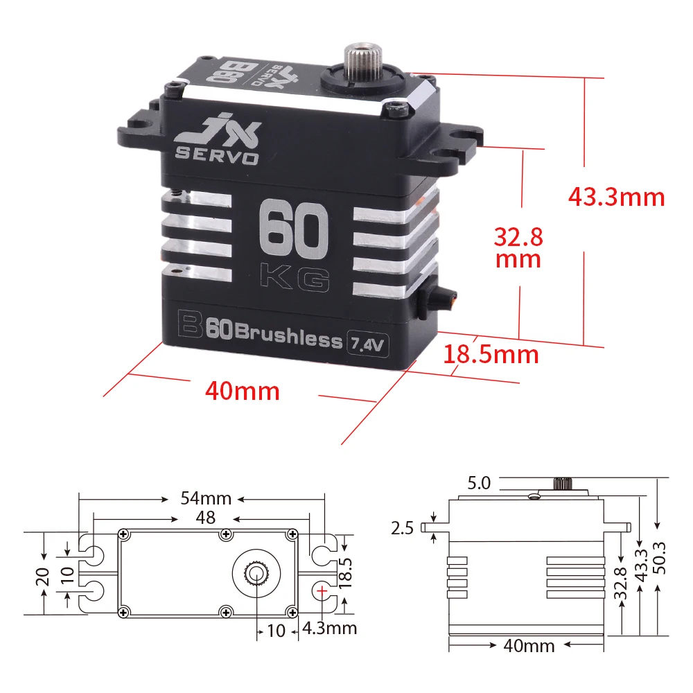 JX B60 60KG Không Chổi Than Servo 8.4V 0.11sec Thép Gear Nhôm Xoay 180 Độ Cho RC Xe Mô Hình Xe Tải Máy Bay Trực Thăng robot SAVOX SB2290SG