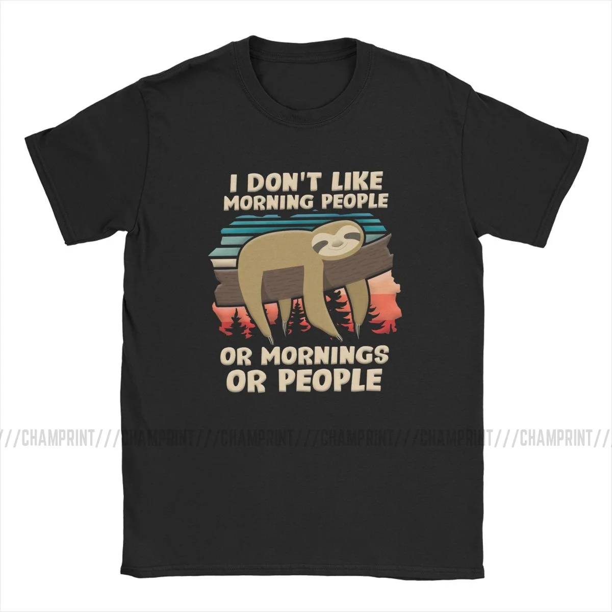 Vintage Funny Sloth I Hate Morning People T-Shirt for Men Crew Neck 100% Cotton T Shirt Short Sleeve Tees 4XL 5XL Clothing