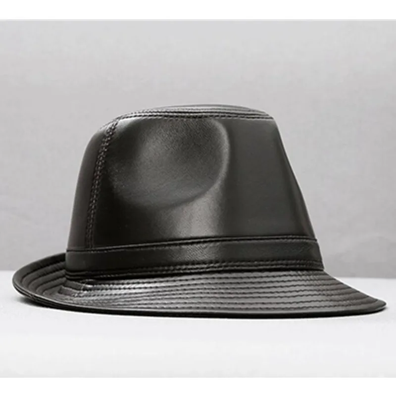 XdanqinX-Sombrero de cuero genuino para hombre, gorros de Jazz de piel de oveja, marcas de tendencia de moda, otoño