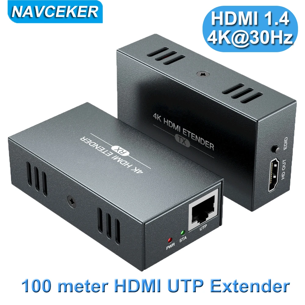 2024 HDMI Extender with Loop Out 4K 1080P HDMI Extender 100m No Loss RJ45 to HDMI Extender Transmitter Receiver over Cat5e/Cat6