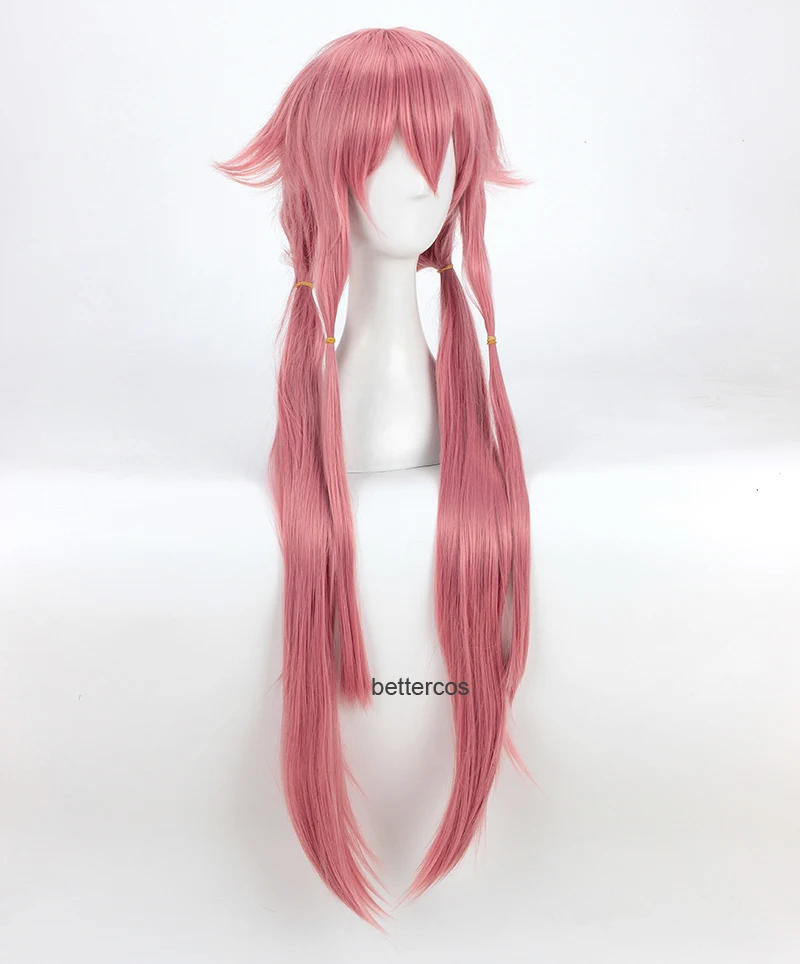 The Future Diary Yuno Gasai Cosplay Wig 80cm Long Pink Straight Heat Resistant Synthetic Hair Wig + Wig Cap