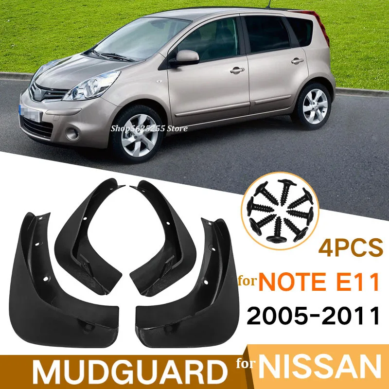 

Car Mud Flaps Fender for Nissan Note E11 1st Gen 2004 - 2011 Front Rear Wheels Fenders Splash Guards Mudguards Mudflap