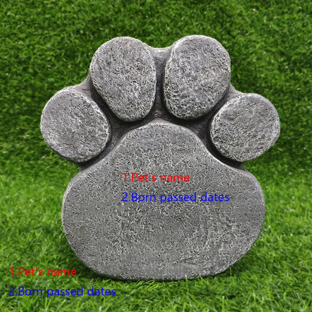 Personalized Pet Memorial Stone Indoor Outdoor for Garden Backyard Marker Loss of Pet Gift Paw Print Pet Tombstone JSYS