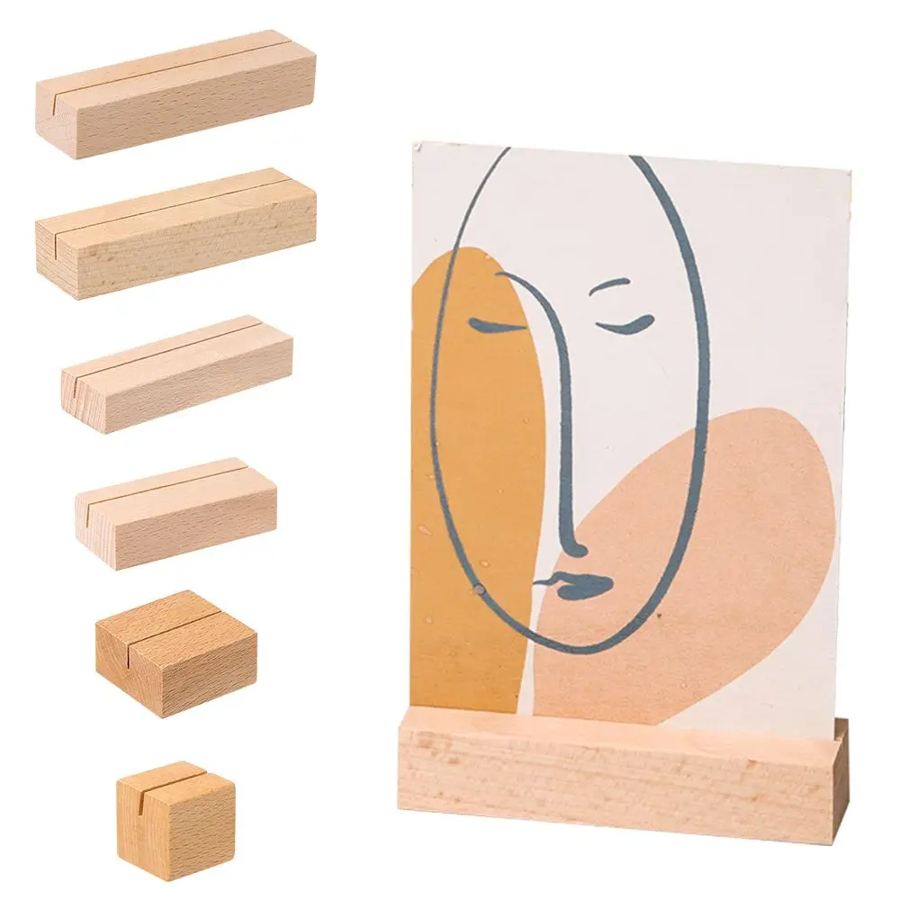 1Pcs Wooden Photo Stand Picture Cards Display Stand Business Card Holder Rectangle Card Clip Memo Holder for Home Office