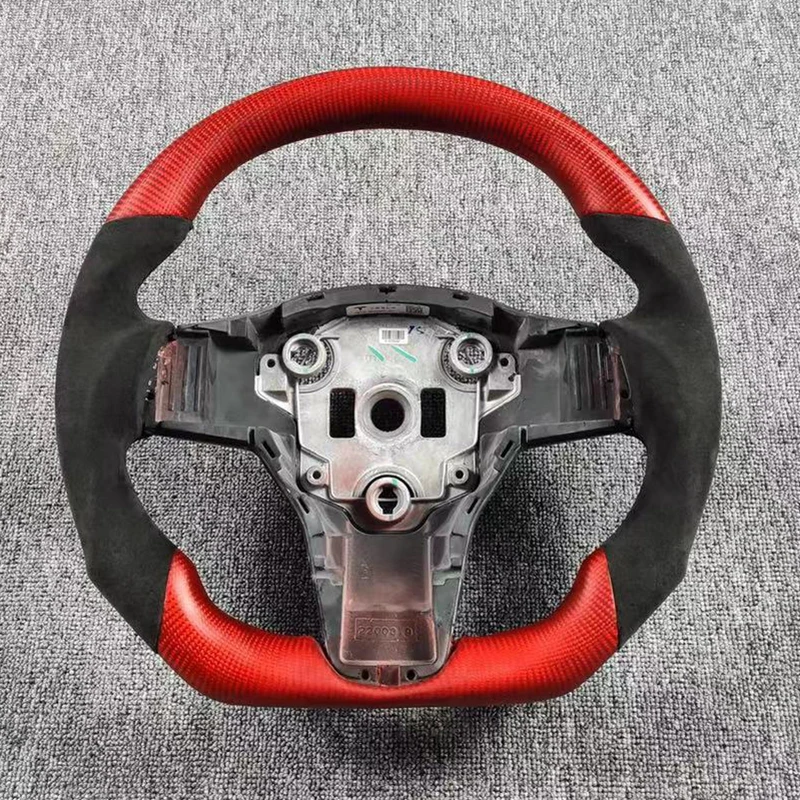 

Alcantara Racing Carbon Fiber Steering Wheel Suede For Tesla Model 3 Model Y 2017 2018 2019 2020 2021