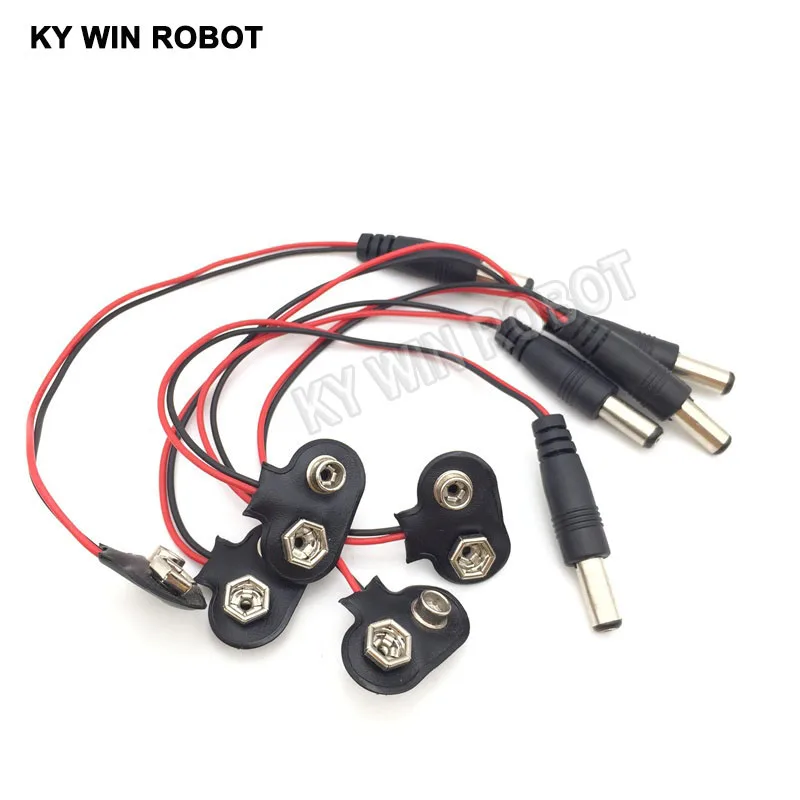 5 Chiếc Thử Nghiệm Pin 9V Tích Tắc Cáp Nguồn Vào DC 9V Kẹp Dây Chuyền Nam Adapter Cho Arduino bài UNO R3 DIY Kết Nối Jack Cắm