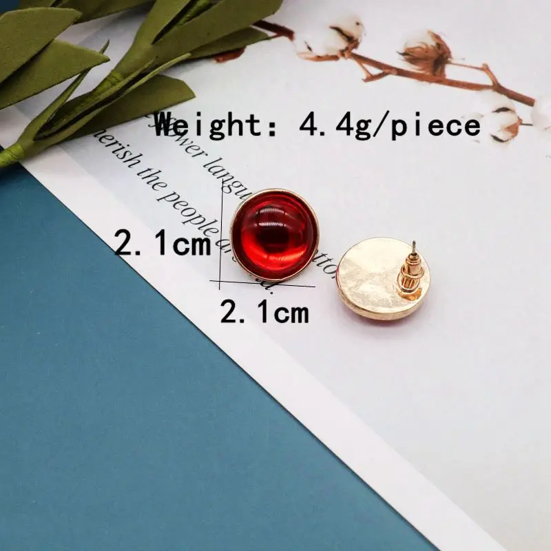 Red Earrings Sweet Geometric-Resin Alloy Fashion-New Accessories For Women Girls