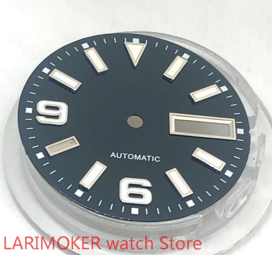 BLIGER 29mm tarcza podwójna data zielona Luminous dla NH36 zegarek z czujnikiem ruchu części czarna tarcza