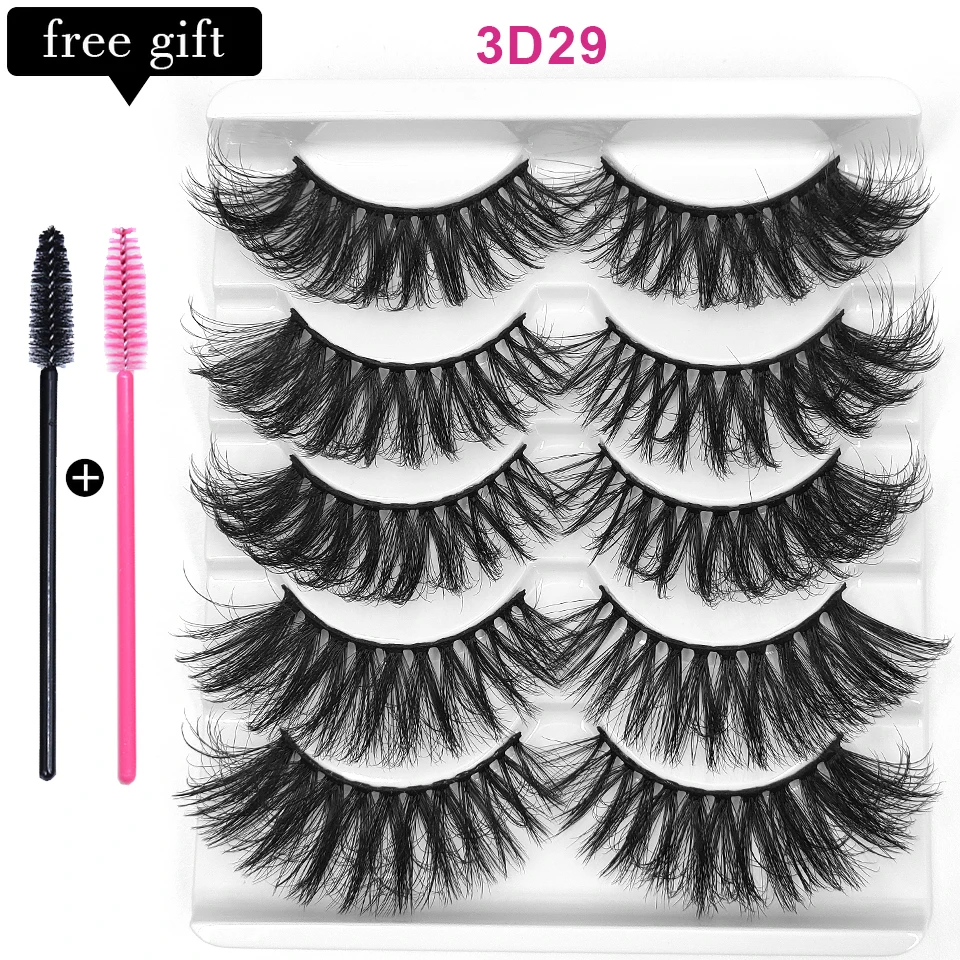 5คู่3D Mink Lashes ขนตาปลอมธรรมชาติหนาแน่นปริมาณปลอมขนตายาวขนตา Faux Mink Eyelashes สำหรับความงาม