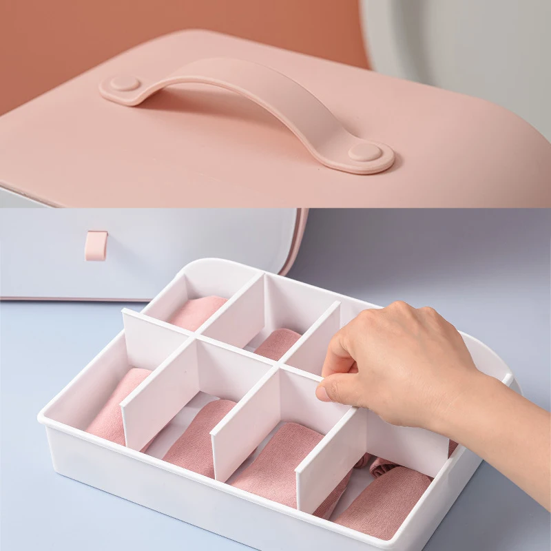 Portable Jewelry Box for Kids Gril Storage Box Cosmetic Organizer Drawers Large Capacity Medicine Underwear Sundries Makeup Case