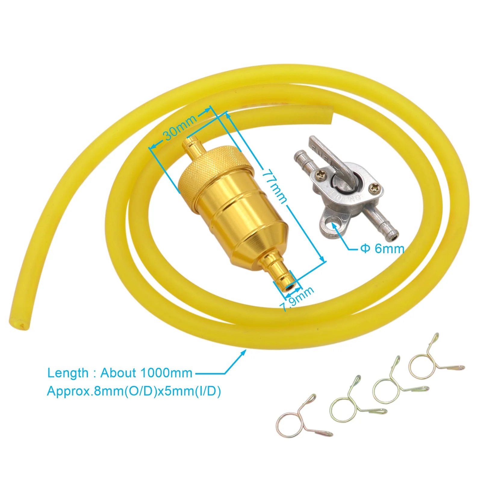 Red Yellow Blue Green Fuel Shut Off Valve Petcock Gas Hose Line Filter Assembly for Dirt Bike Go Kart ATV Gas Engine Fuel Tanks