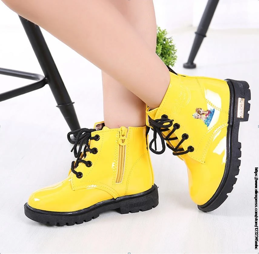 Disney Autumn/Winter Children Boots Boys Girls Stitch Ankle Boots Fashion Waterproof Frozen Warm Kids Boots Shoes 21-30