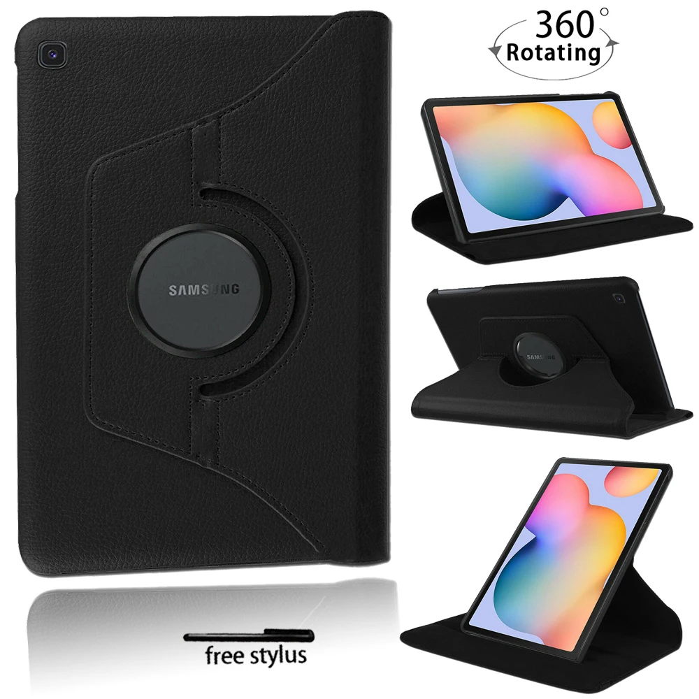 

360 Rotating Leather Stand Tablet Case for Samsung Galaxy Tab S6 Lite P610 Drop Resistance Protective Shell + Pen