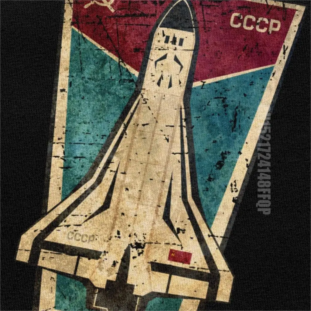 Stylish Russian CCCP Buran Tshirt Male Space Shuttle Emblem T-shirt Men Summer Tee Soviet Union USSR Spacecraft T Shirt Retro