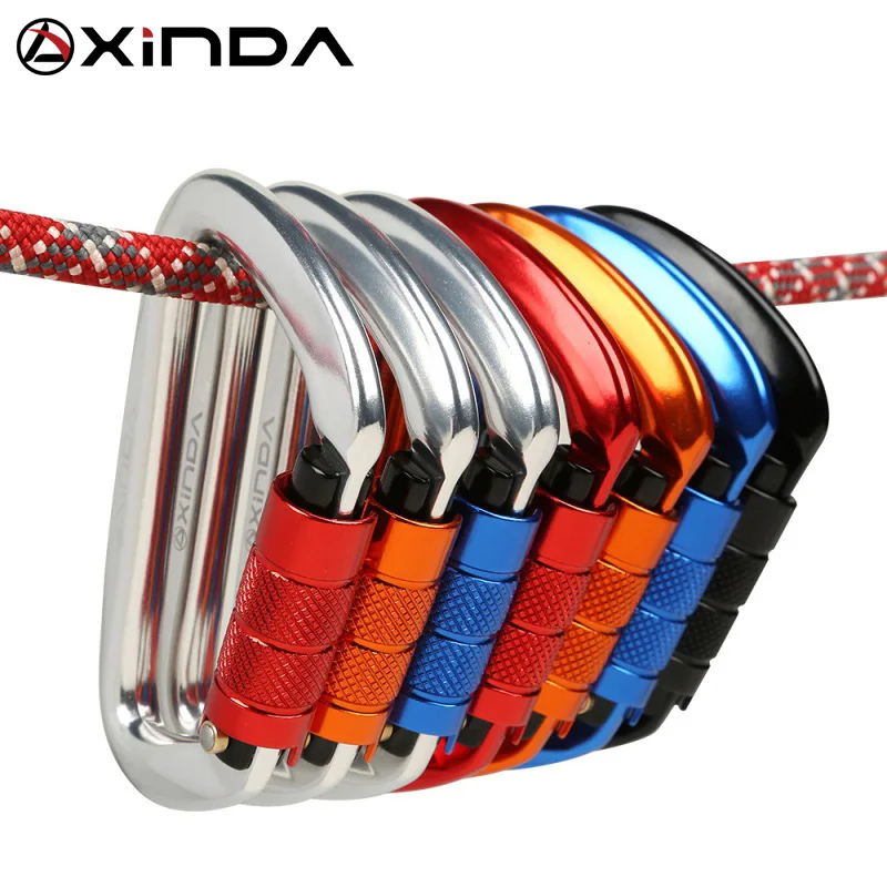 XINDA Professional  Safety Auto Carabiner Multicolor 25KN Climbing Rock Buckle Aluminum alloy hook Mountaineer Equipment