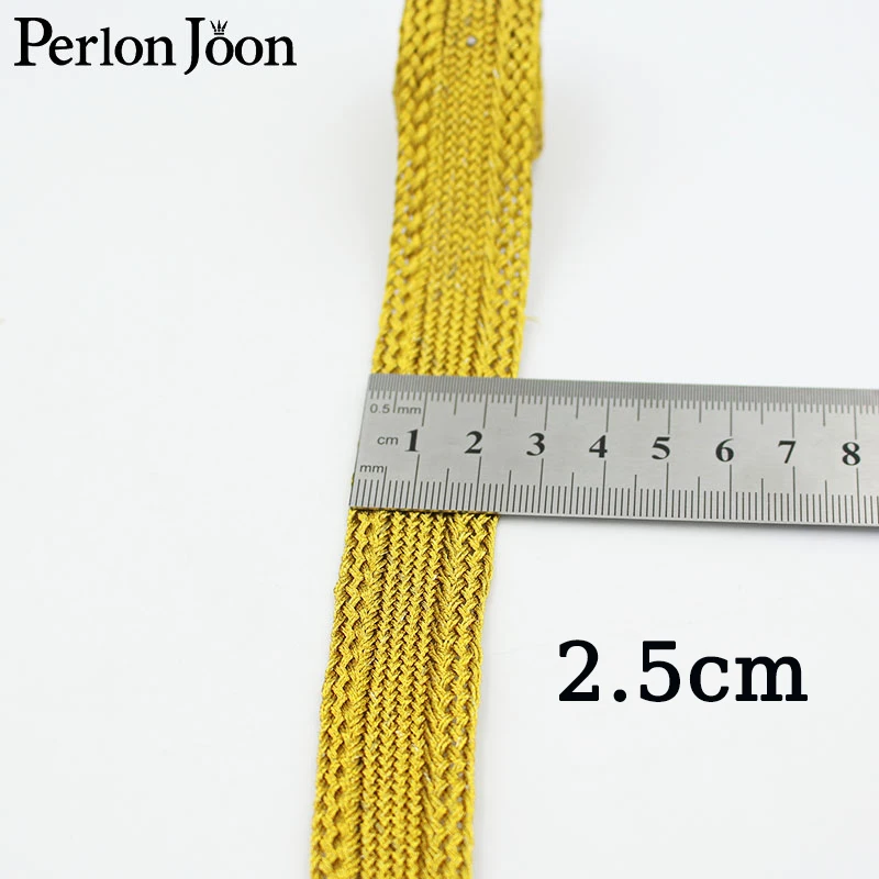 10 Yards Wide 2.5CM Gold Silver Shoes Hats Skirts Gold Thread Woven Ribbons Clothing Accessories Home Decoration ZD0321