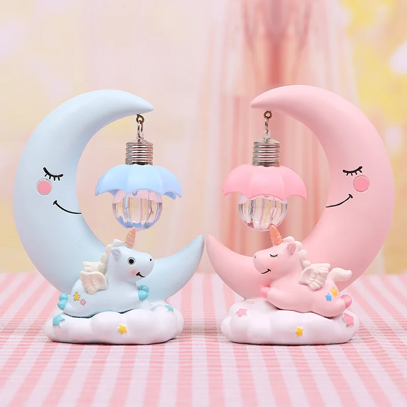 

Cartoon Moon Unicorn Night Light LED Baby Nursery Lamp Breathing Children Christmas Holiday Gifts Kids Birthday Star Table Light