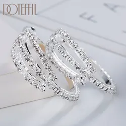 DOTEFFIL 925 Sterling Silver Gold Black 31mm AAA Zircon Earrings Women Party Gift Fashion Wedding Engagement Charm Jewelry