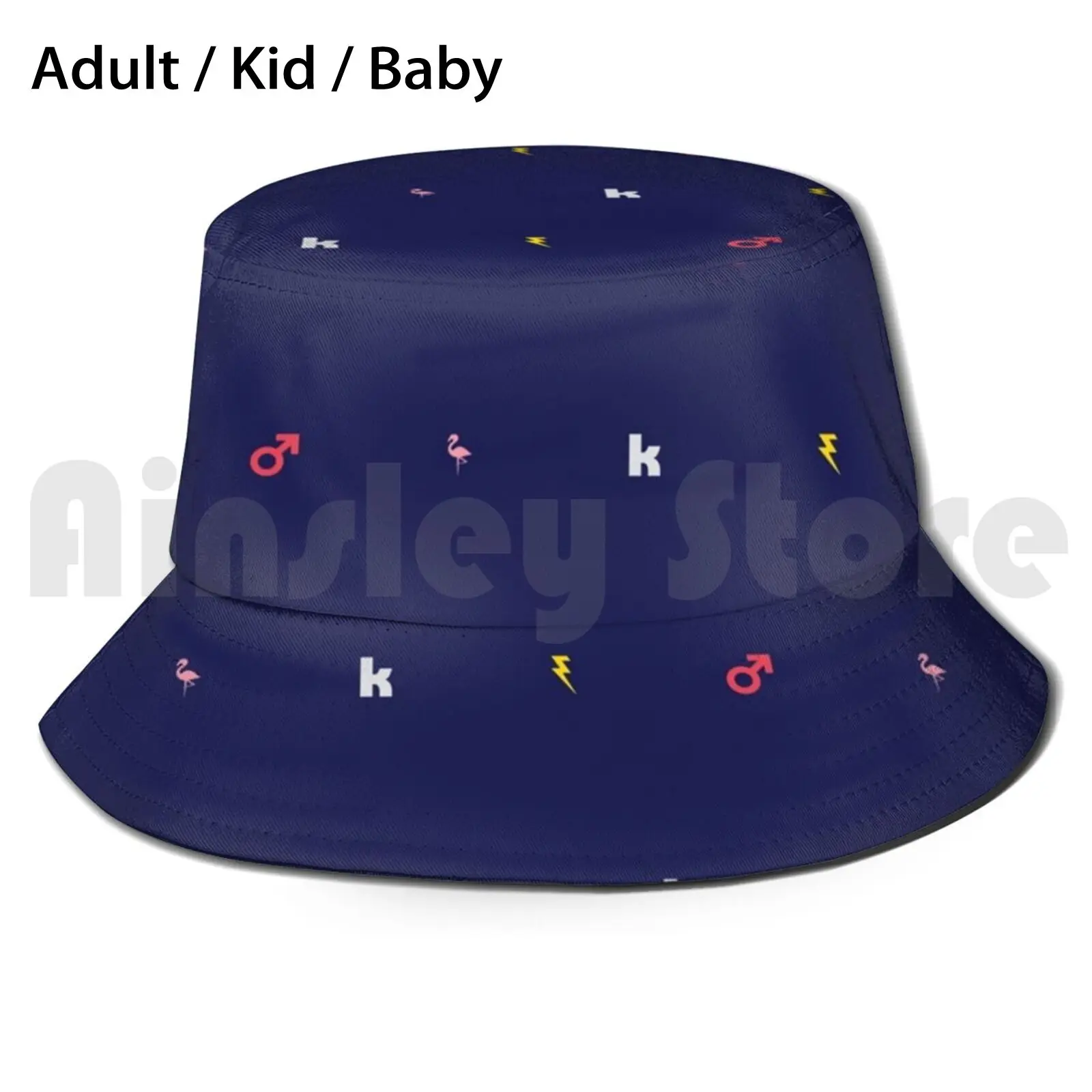 The Killers Pattern - Flamingo , K , Male Symbol And Lightning Bolt Sun Hat Foldable UV Protection The Killers Lightning