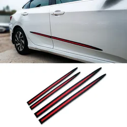 4PCS Universal Full Black Car Body / Side Door Anti-collision Anti-scratch Decoration Protective Adhesive Strip Car Sticker