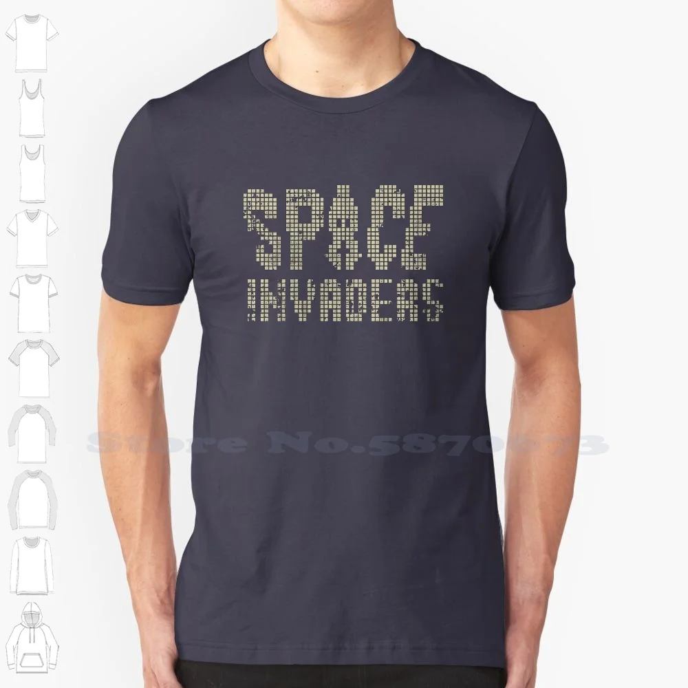 Space Invaders Pixel Text 100% Cotton T-Shirt Video Games Space Invaders Fantasy Gamer Gaming Vintage Retro Classic Arcade