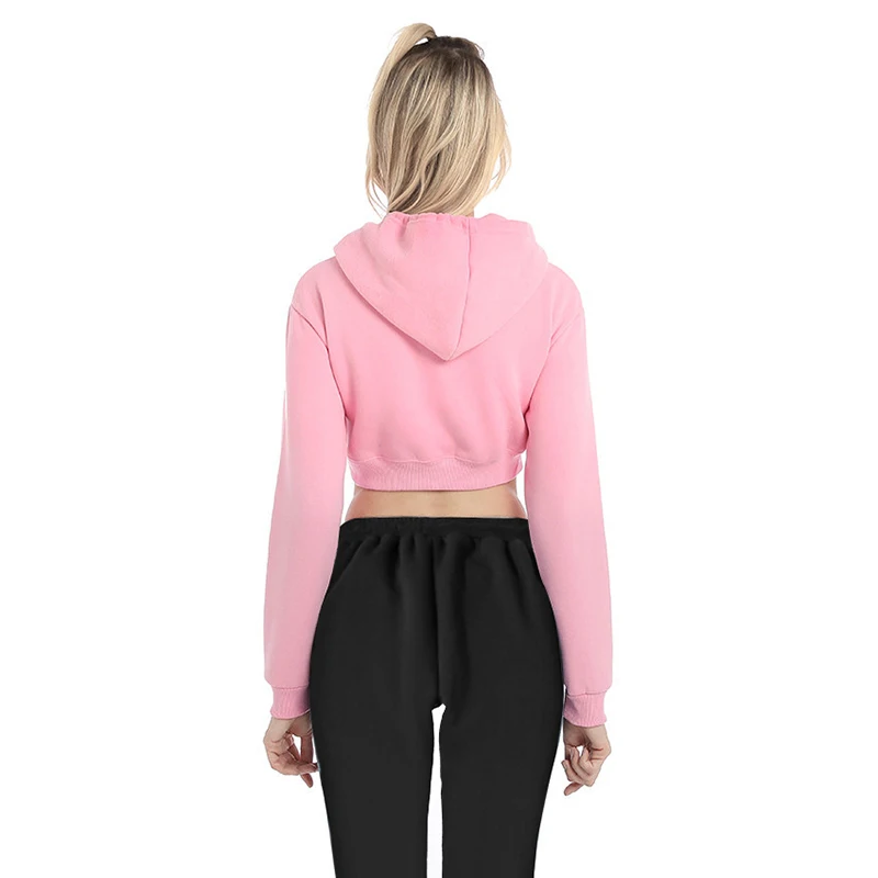 Mùa Thu Nữ Hoodie Quá Khổ Nữ Áo Khoác Thời Trang Chắc Chắn Femme Crop Tay Dài Cao Cấp Bé Gái Cao Cấp