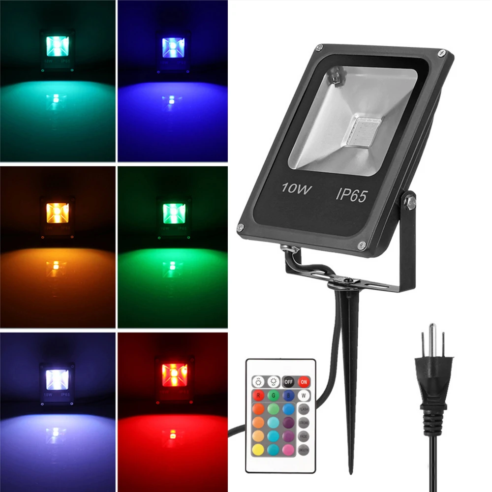 

RGB LED Flood Light 24KEY Remote Control 16 Colors Changing RGB Floodlight Garden Yard Lawn Outdoor Spotlight Lamp Decoration