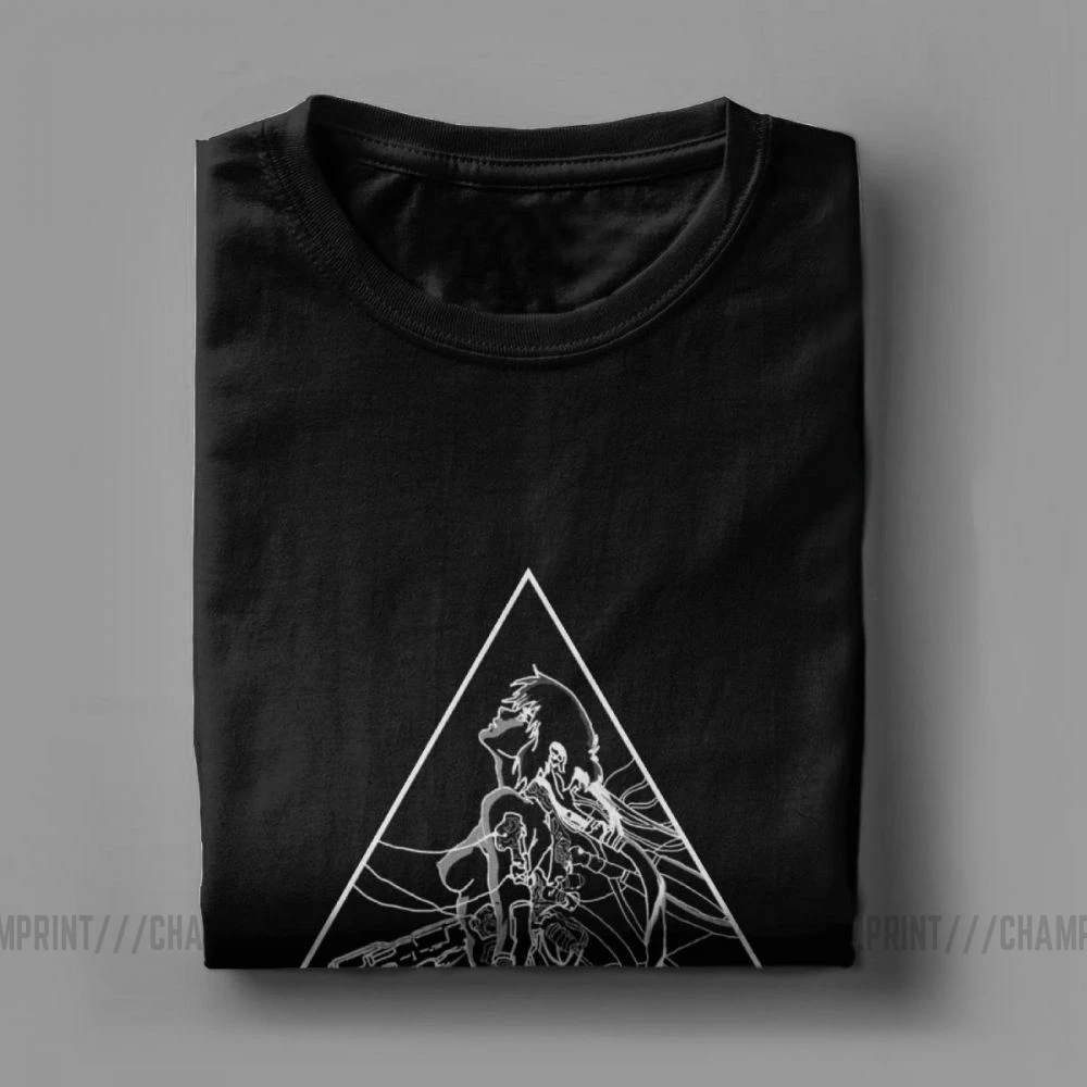 Men\'s T-Shirt Major Ghost In The Shell T Shirts Funny 100% Cotton Tee Shirt Short Sleeve Anime Batou Gits Tops Gift Idea