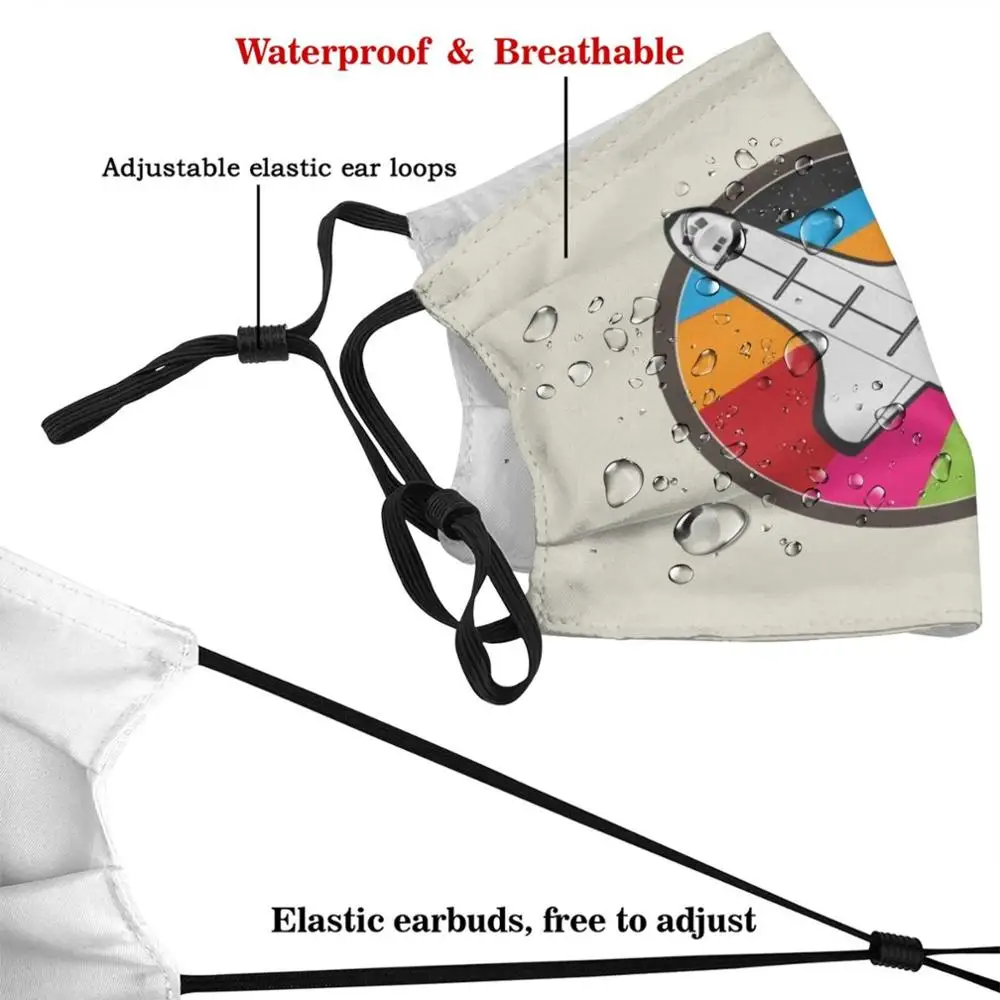 Shuttle Mask Cloth Reusable Print Filter Washable Take Off Takeoff Rocket Ship Colourful Galaxy Stars Ariborne