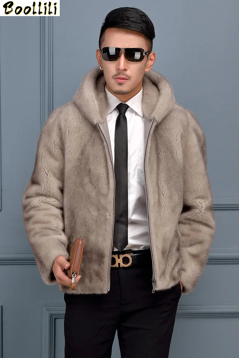 

Fur Boollili Real Coat Men Natural Mink Fur 2023 Winter Jacket Mens Mink Coat Hooded Short Sherling Veste Hiver