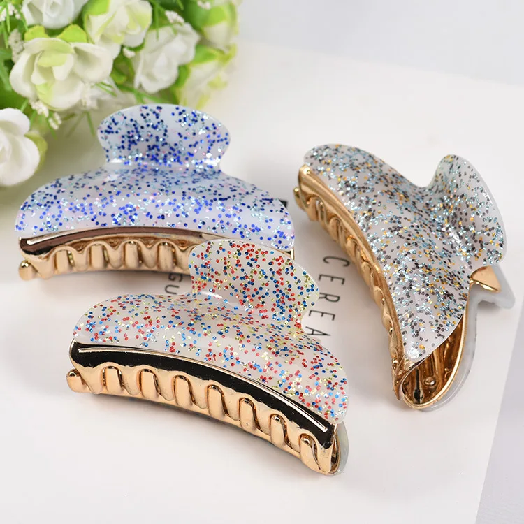 New Fashion Large 9cm Shining Girls Hairpins Crab Hair Claw Clamp Women Barrettes Hair Clips Hair Accessories Headwear