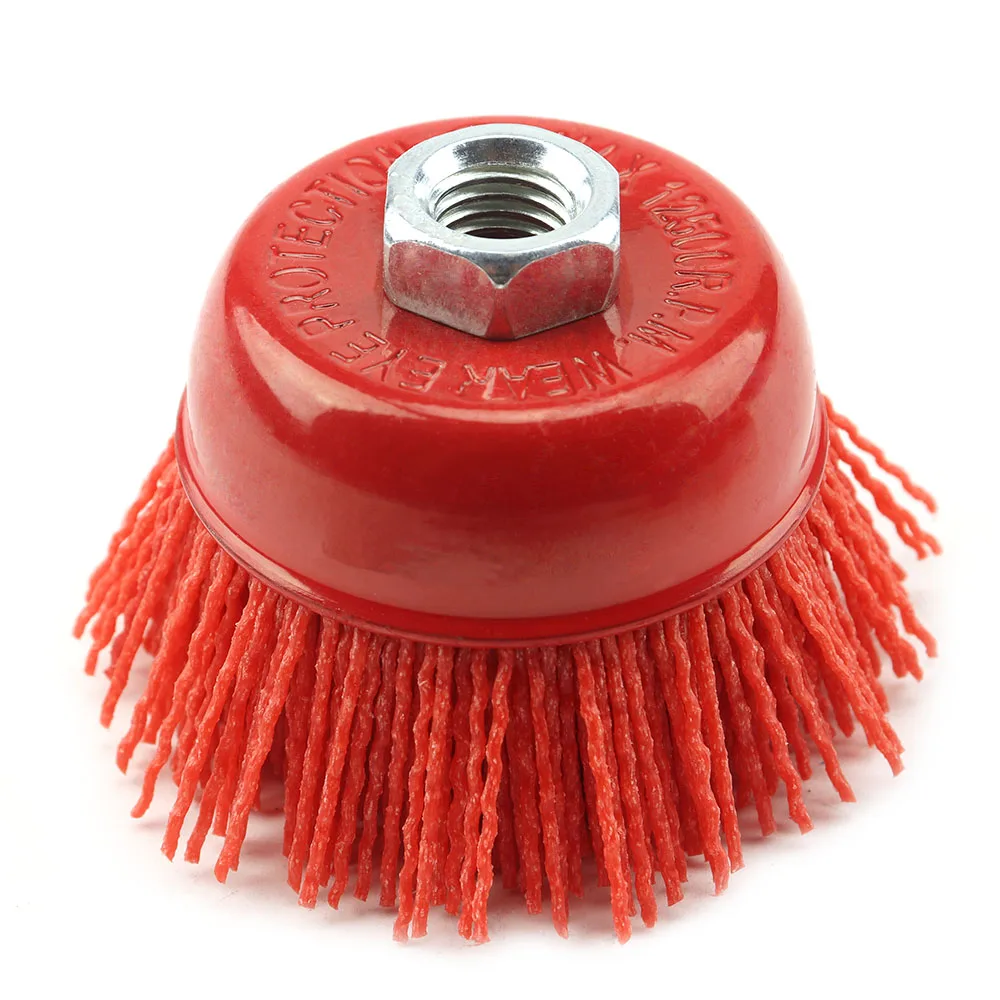 1/3PC 3inch 75mm Cup Nylon Abrasive Brush Wheel 80-240Grit Pile Polymer-Abrasive For Angle Grinder Dremel Rotary Tool Polishing