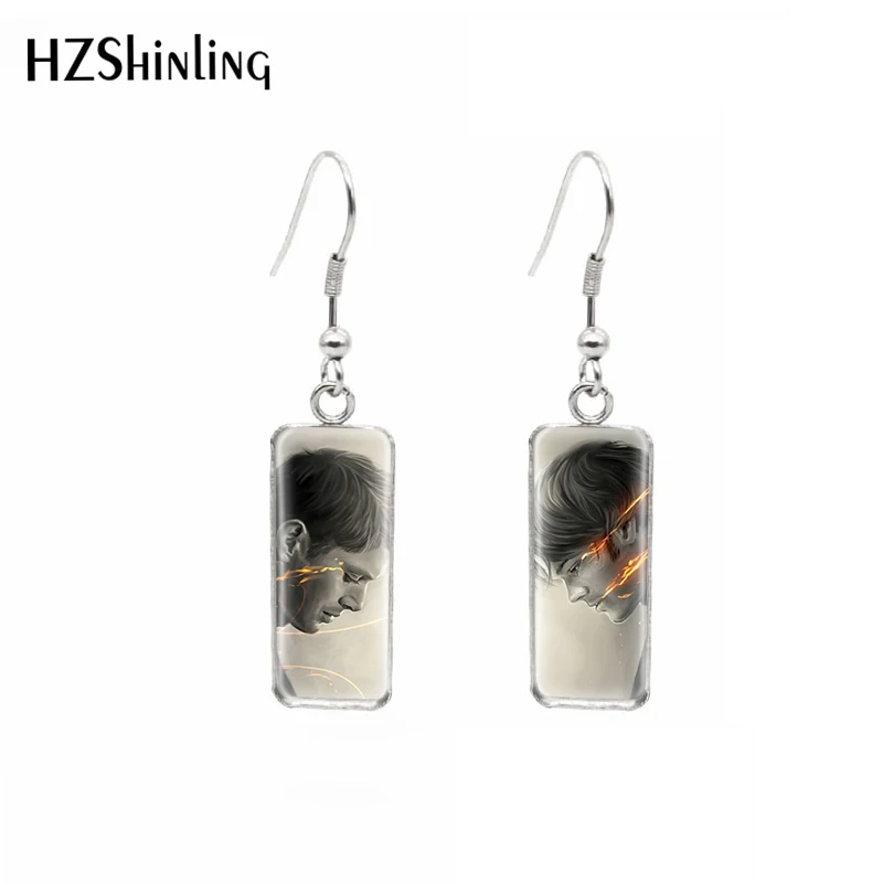 2021 Sypernatural Destiel Patterns Rectangular Hook Dangle Earrings Glass Cabochons Ear Jewelry for Girls