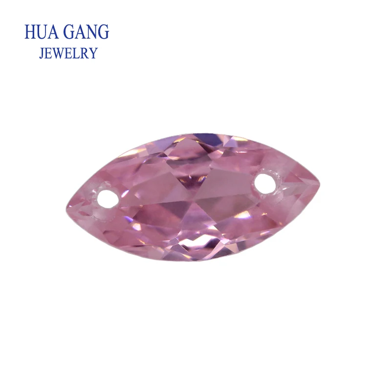 Loose CZ Stone Double Holes AAAAA Marquise Shape Pink Cubic Zirconia Stone For Jewerly Making Size 4X8-10x20mm High Quality