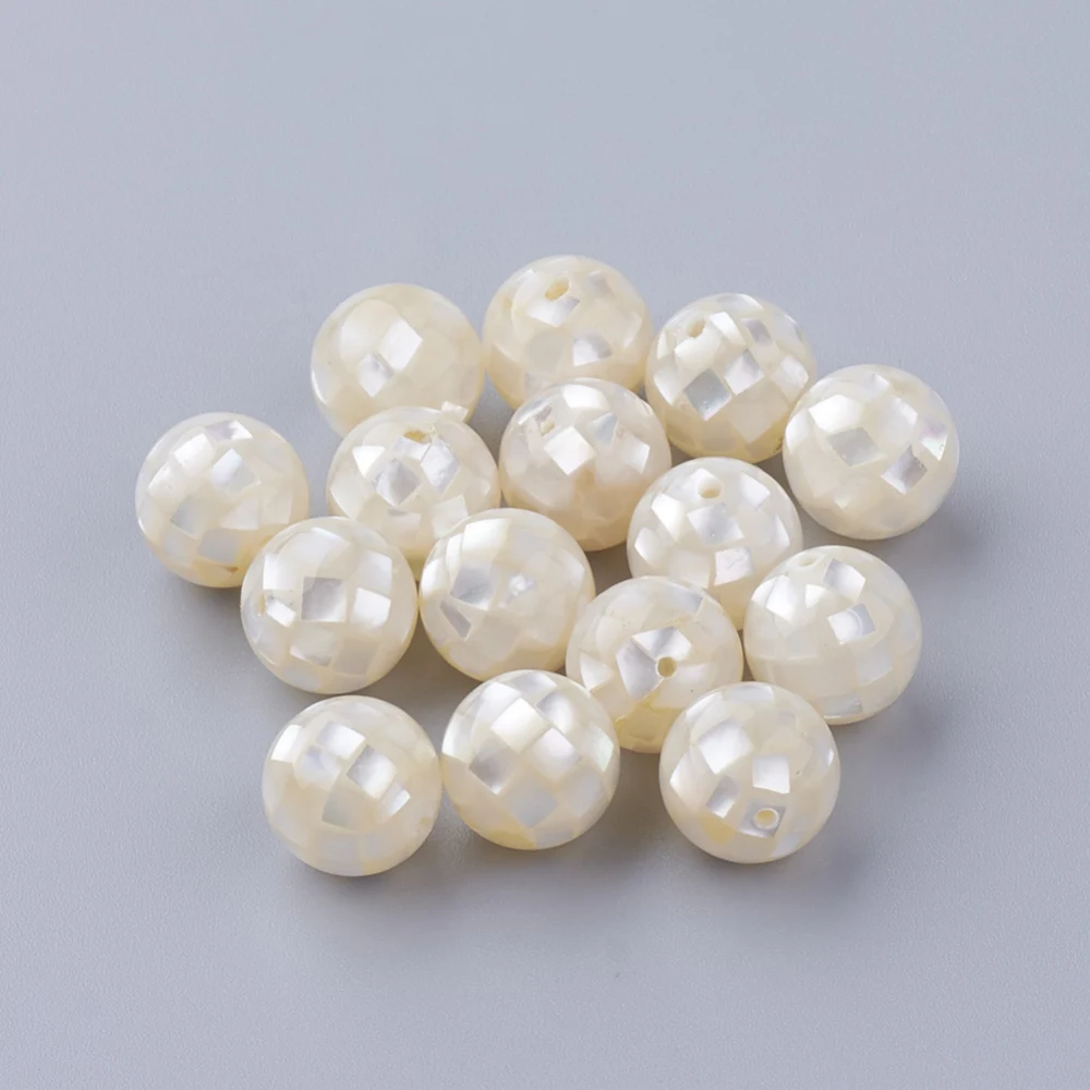 10~20pcs 10/12/14/16mm Shell Round Beads for Fashion bracelet necklace DIY jewelry making accessories Decorate F50