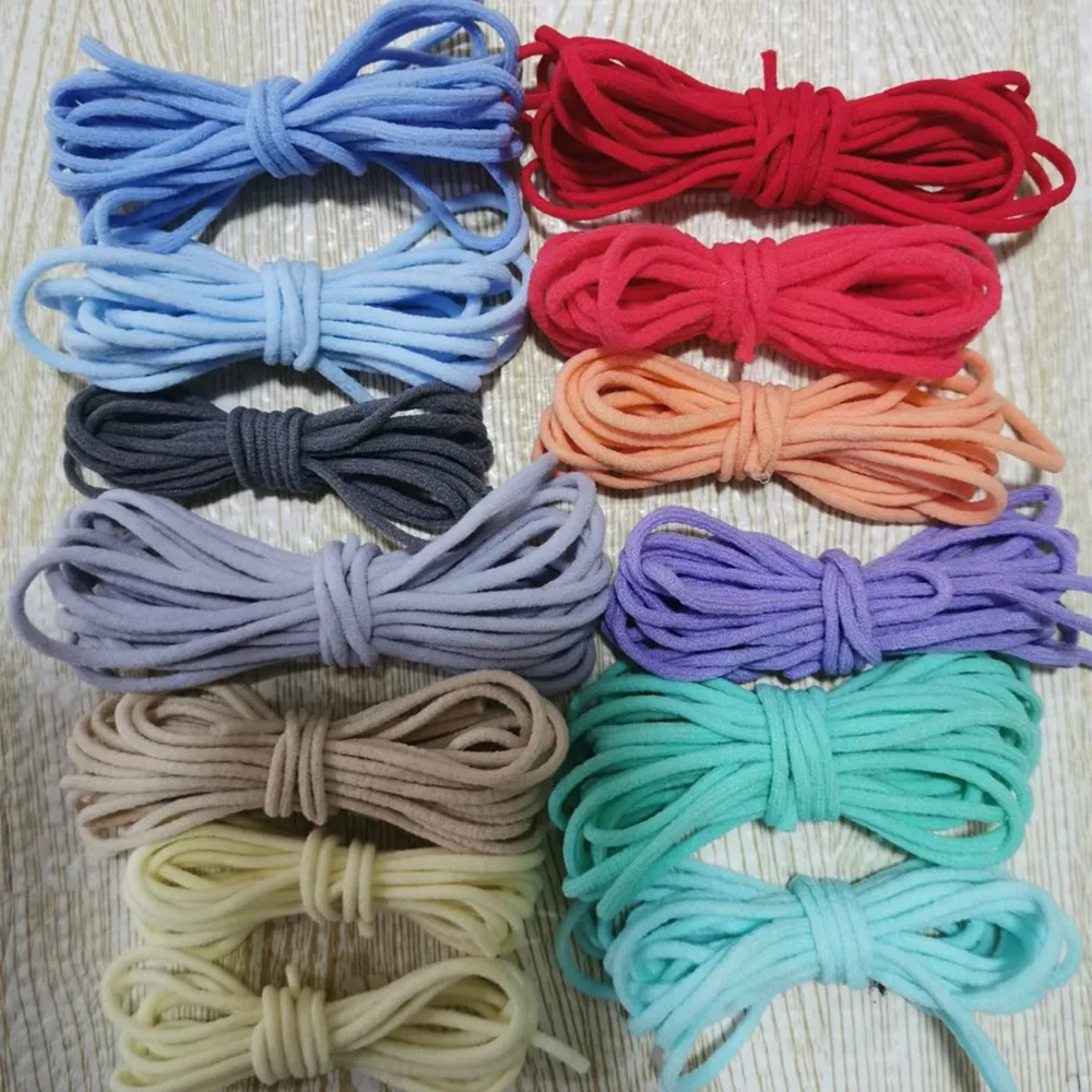 10Yard3mm Colorful Mask Elastic Rope Rubber Band Ear Hanging Rope Belt With Plastic Spiral Buckle Mask Stopper Adjustment Button