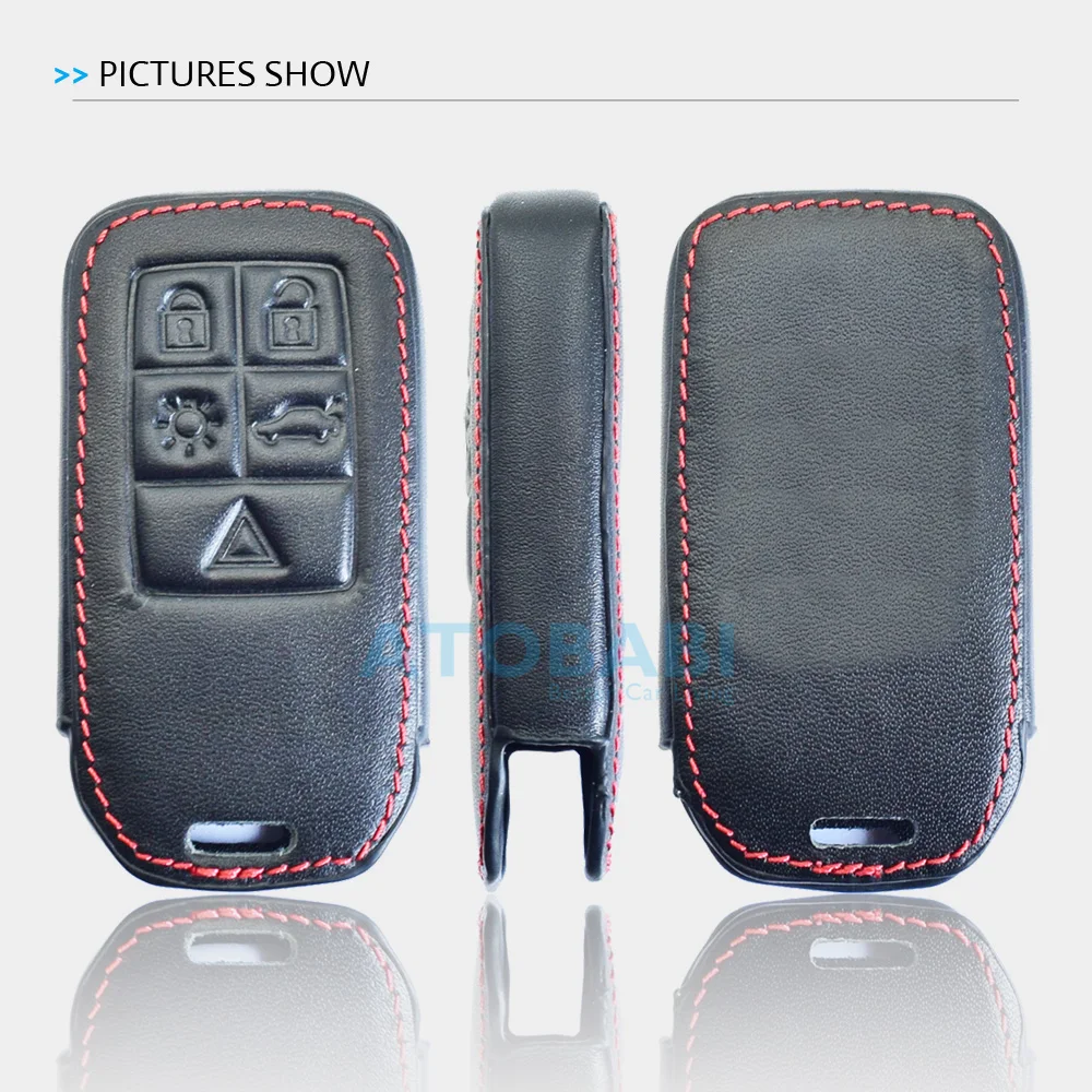 Leather Car Key Cover For Volvo XC70 XC60 V70 V60 S80 S60 V40 Keychain Holder Smart Keyless Remote Control Fobs Protector Cases