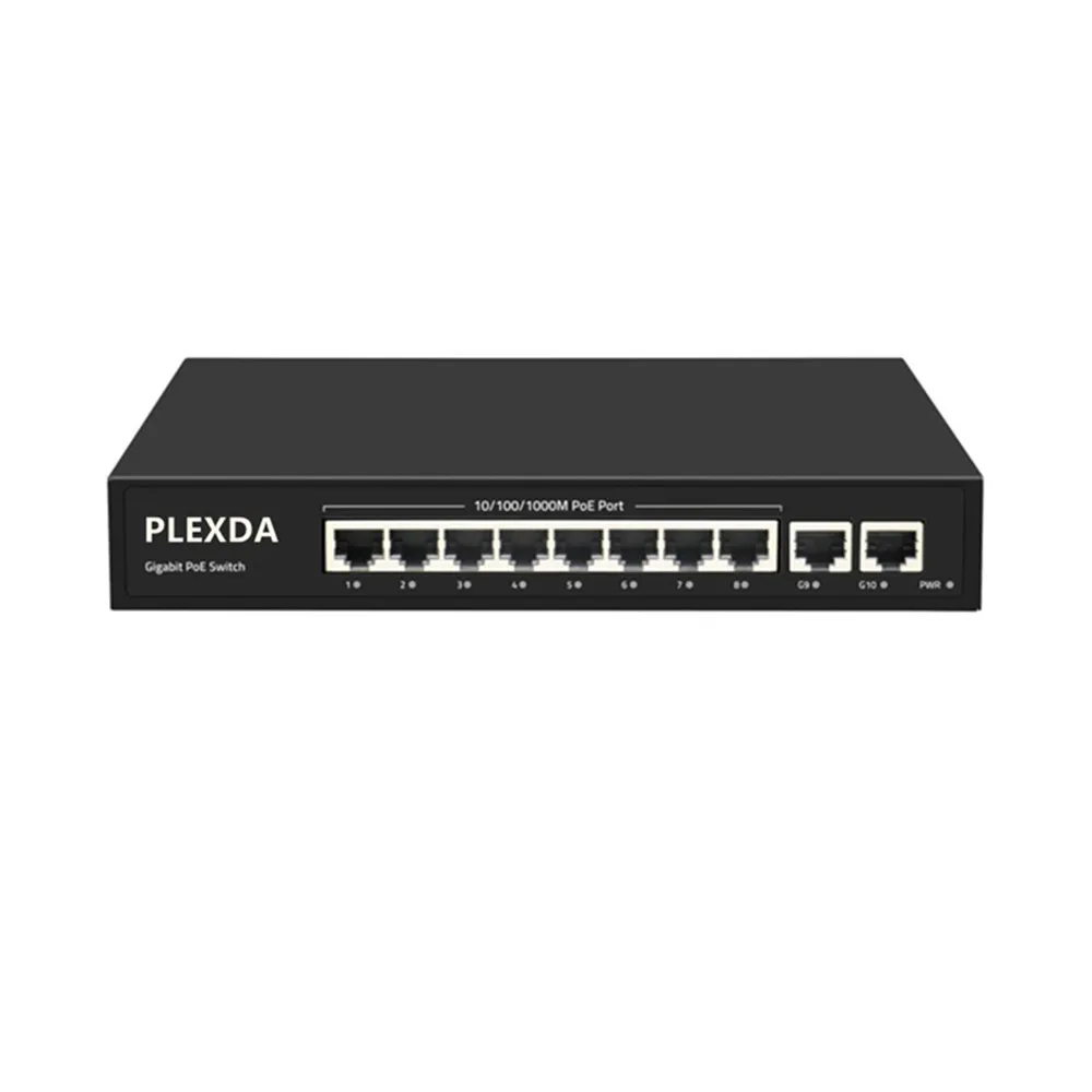 

Plexda 10Port Gigabit PoE Switch IEEE 802.3af/at poe switch (SGD901-AFG-82N)