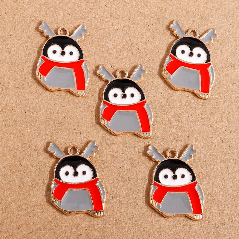 10 Stück Mix süße Emaille-Weihnachtsanhänger für die Schmuckherstellung, Weihnachtsbaum, Hirschglocke, Charms-Anhänger für Halsketten, Ohrringe, Geschenke – Detail 7