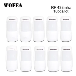 Wofea-Detector de Movimento Sem Fio, Sensor Infravermelho PIR, Potência Tipo 3V, Segurança Doméstica, WiFi, Alarme GSM, 433MHz, 10 PCs/Lot, ev1527