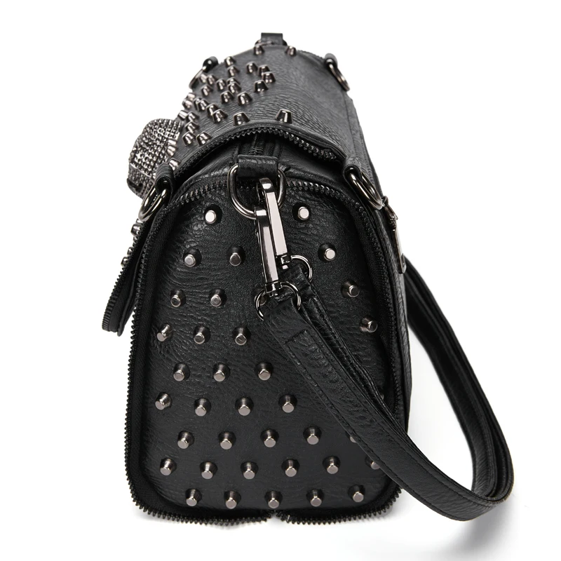 Annmouler nowy projekt kobiety torba na ramię Pu skóra Crossbody torba na suwak torebka Punk czaszka torba materiałowa top-uchwyt torebki