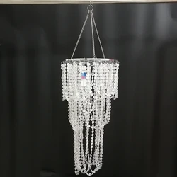 Camal 1PCS Assembled 70CM Hanger 22.5CM Chrome Centerpiece Frame Iridescent AB Color Acrylic Bead Wedding Christmas Party DIY